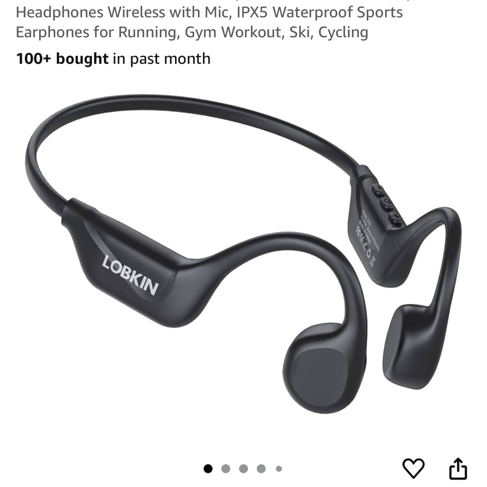 Black Wireless Sports Bone Condiction Headphones with Mic EUC NIB